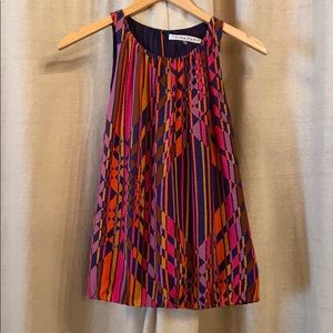 Trina Turk Navy blue/orange/pink tank fully lined